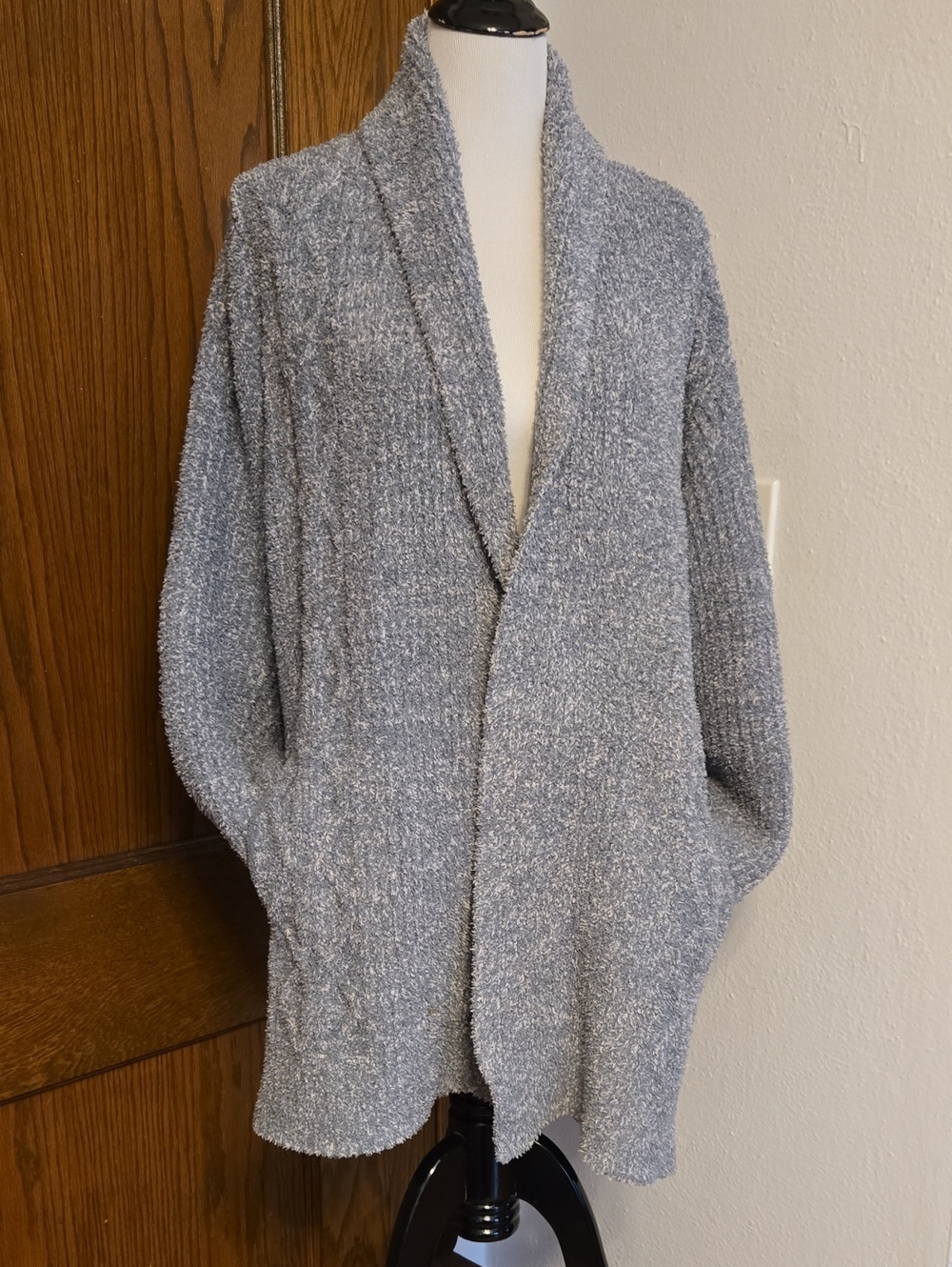 Barefoot Dreams Gray Plush Open-Front Cardigan